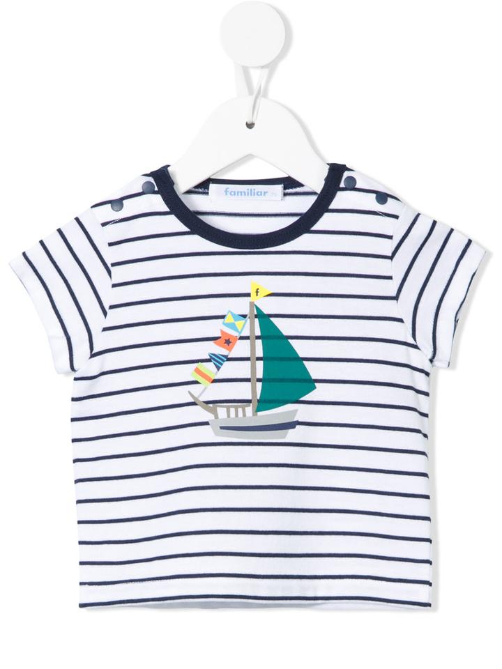 Familiar - Boat Print T-shirt - Kids - Cotton - 12 Mth, White