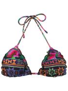 Blue Man Print Triangle Bikini Top, Women's, Size: Medium, Black, Polyamide/spandex/elastane