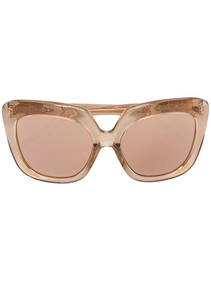 Linda Farrow Cat Eye Sunglasses, Women's, Nude/neutrals, Gold/plastic