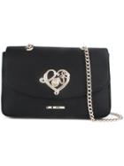 Love Moschino 'love' Plaque Shoulder Bag, Women's, Black