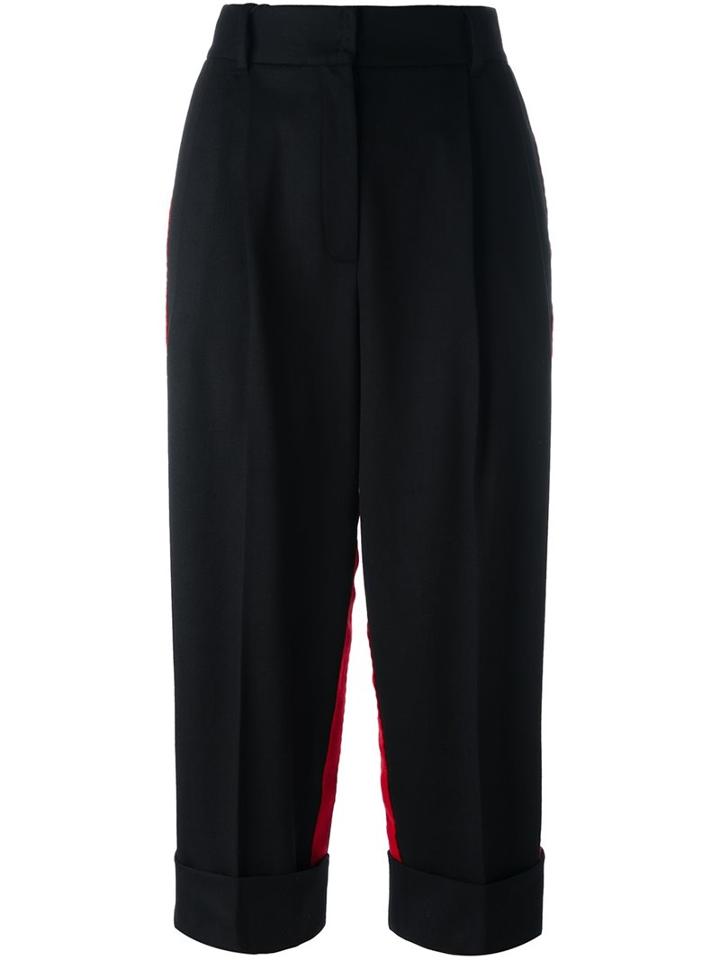 Dolce & Gabbana Cropped Stripe Detail Trousers, Women's, Size: 40, Black, Polyamide/spandex/elastane/virgin Wool
