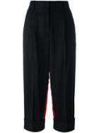 Dolce & Gabbana Cropped Stripe Detail Trousers, Women's, Size: 40, Black, Polyamide/spandex/elastane/virgin Wool