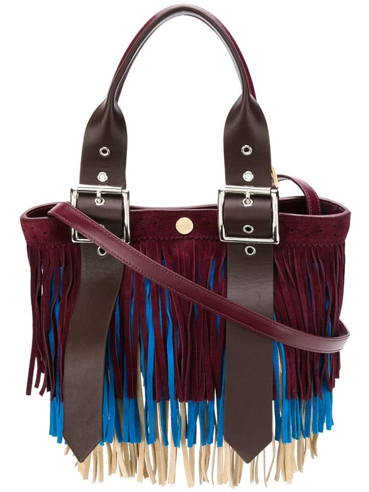 Sacai Fringed Tote Bag - Purple