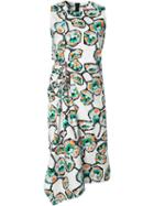 Marni Draped Whisper Print Dress, Size: 38, White, Cotton