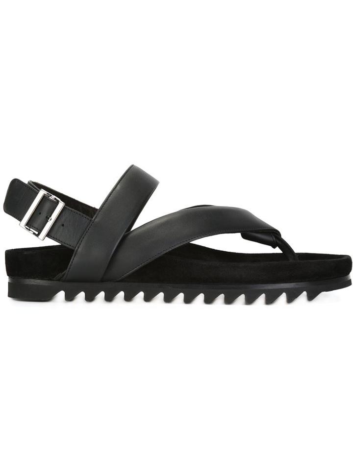 Lanvin Thong Strap Sandals, Men's, Size: 7, Black, Calf Leather/leather/rubber