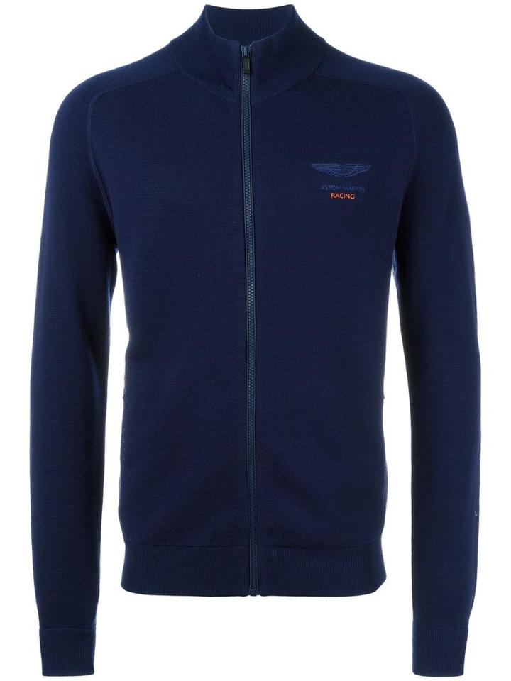 Hackett High Neck Zipped Cardigan, Men's, Size: Small, Blue, Wool/acrylic