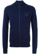 Hackett High Neck Zipped Cardigan, Men's, Size: Small, Blue, Wool/acrylic