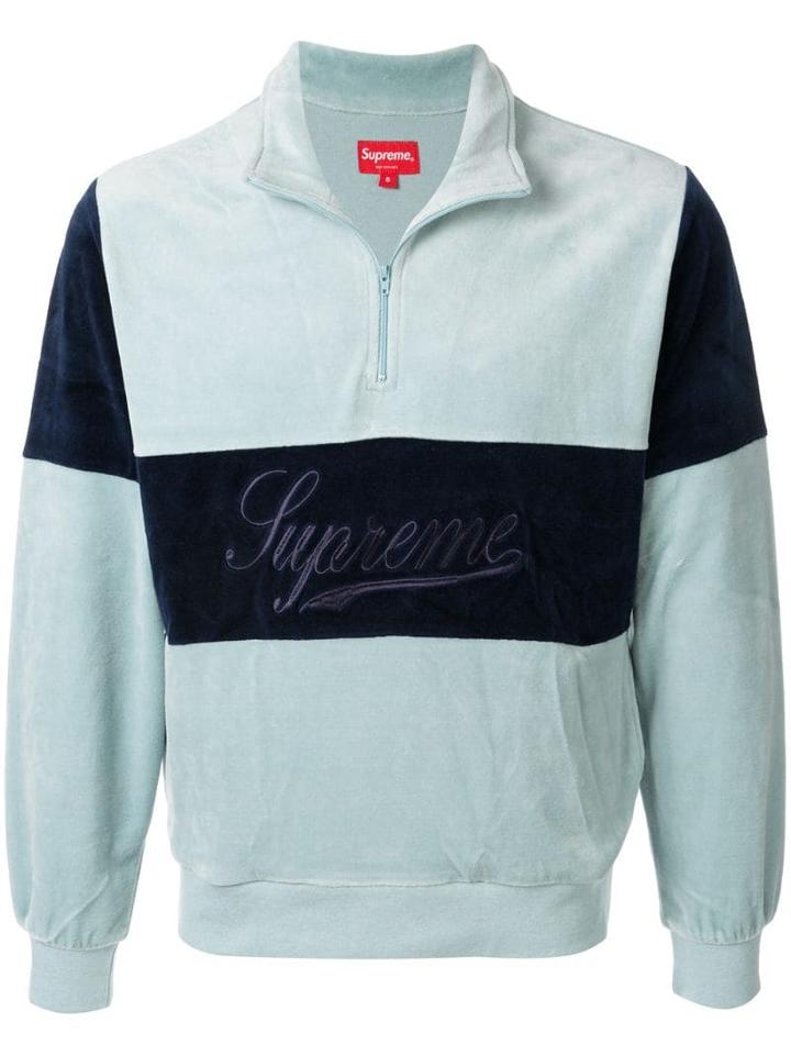 Supreme Velour Half-zip Pullover - Blue