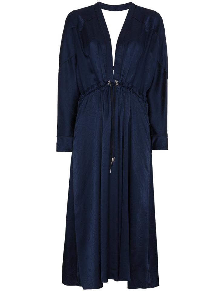 Jonathan Simkhai Santiago Jacquard V-neck Dress - Blue