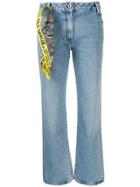 Off-white Scarf Detail Cropped Jeans - Blue