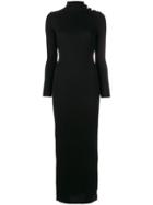 Balmain Turtleneck Long Dress - Black