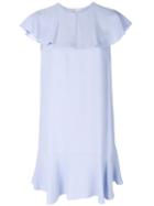 Red Valentino - Pleated Neck Dress - Women - Acetate/viscose - 40, Blue, Acetate/viscose