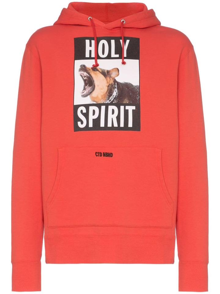 Neighborhood X Cali Holy Spirit And Dog Printed Cotton Hoodie - Red