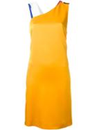 Msgm Asymmetric Contrast Strap Dress, Women's, Size: 38, Yellow/orange, Acetate/viscose/polyester
