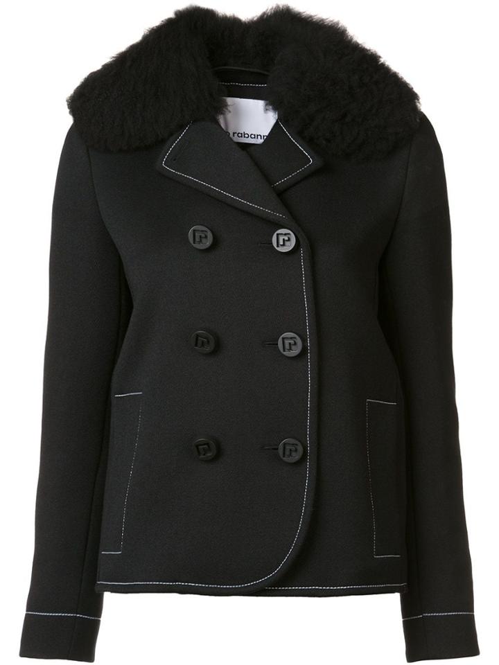 Paco Rabanne Double Breasted Peacoat - Black