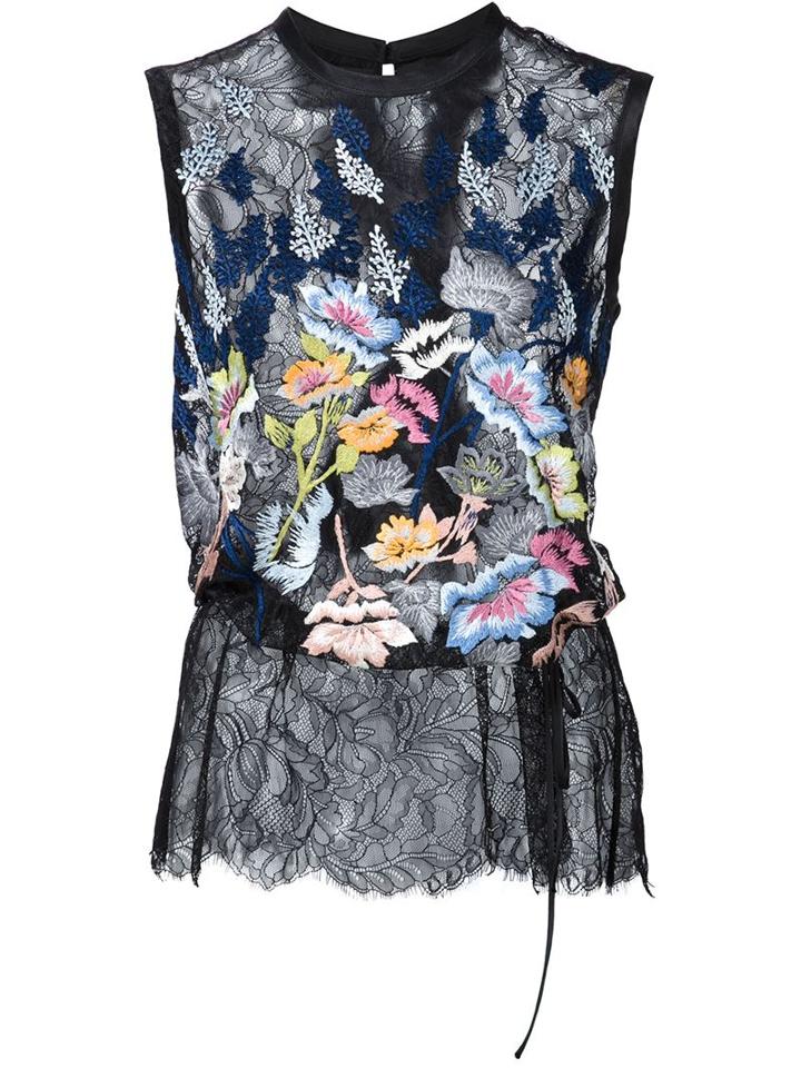 Yigal Azrouel Floral Embroidered Lace Top