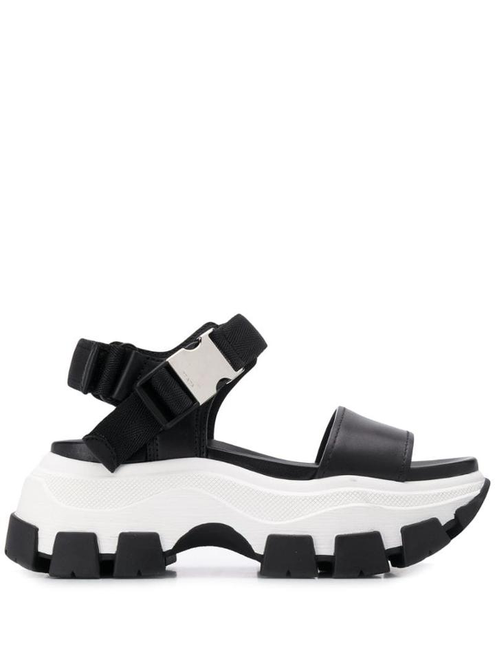 Prada Criss Cross Pegasus Sandals - Black