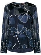 Max Mara Floral Sheer Blouse - Blue