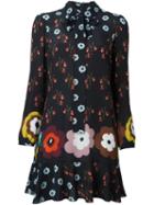 Red Valentino Floral Print Shirt Dress, Women's, Size: 38, Black, Polyester/silk