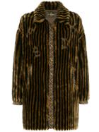 Fendi Vintage Logo Fake Fur Coat - Brown