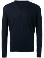 Roberto Collina - V-neck Sweater - Men - Cotton - 54, Blue, Cotton