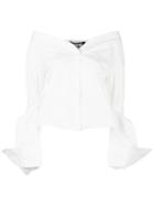 Jacquemus Off-shoulder Ruffled Sleeve Blouse, Women's, Size: 40, White, Cotton
