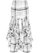 Brock Collection Checked Ruffled Tweed Trousers - White