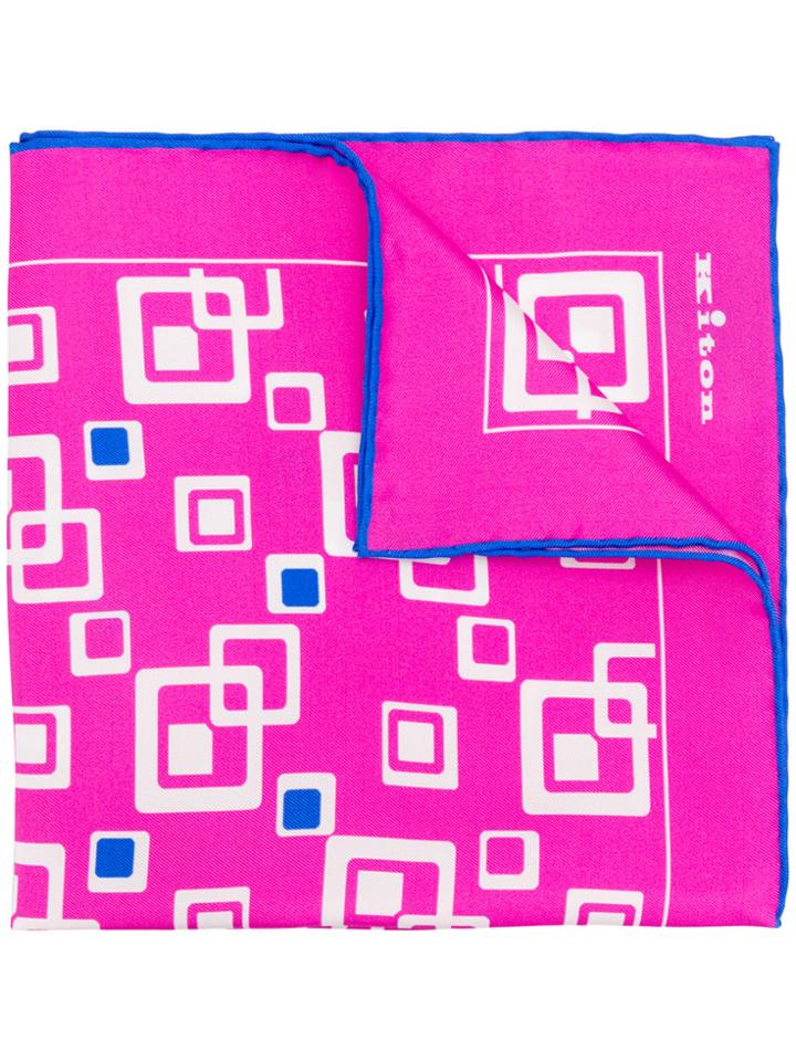 Kiton Square Printed Scarf - Pink & Purple