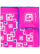 Kiton Square Printed Scarf - Pink & Purple