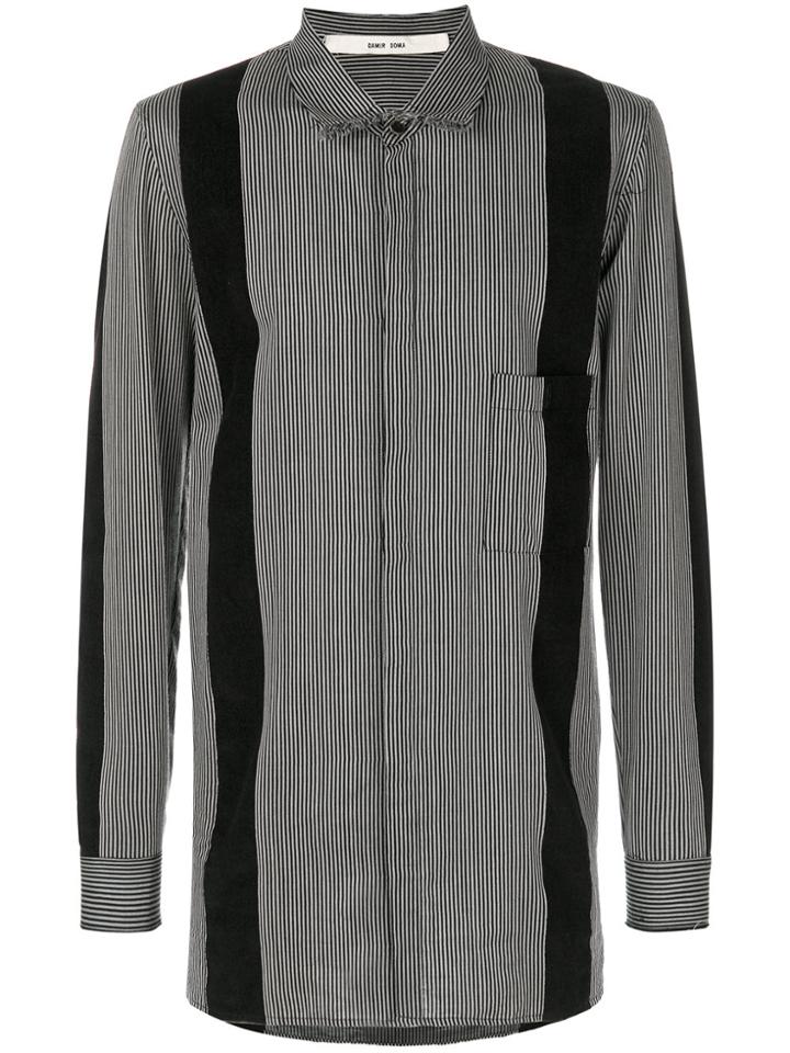 Damir Doma Panelled Striped Shirt - Black