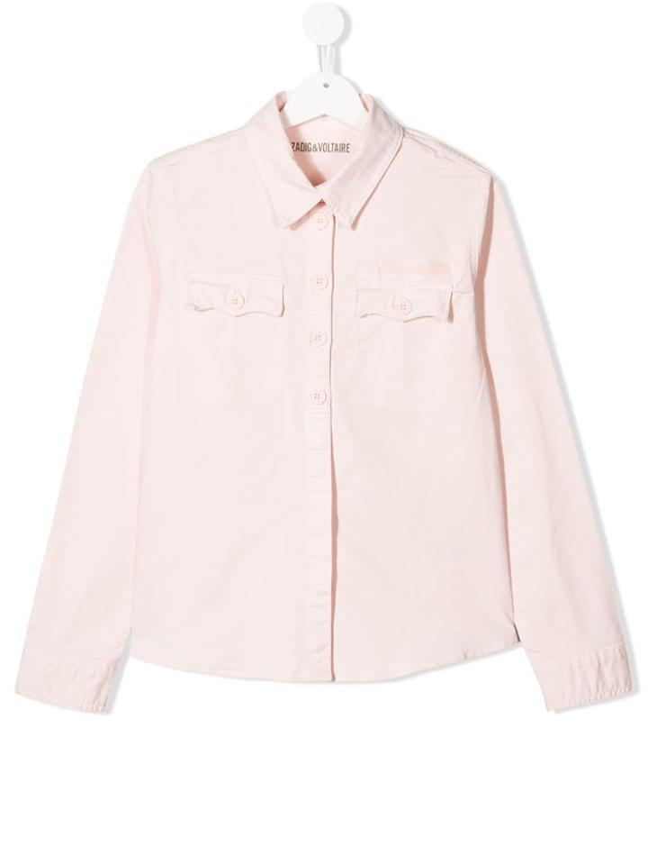 Zadig & Voltaire Kids Logo Embroidered Shirt - Pink