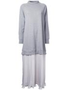 Maison Mihara Yasuhiro - Sheer Pleated Detail Sweatdress - Women - Cotton - 40, Grey, Cotton