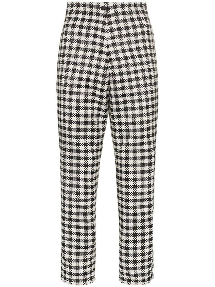 Paskal Gingham Cropped Trousers - Black