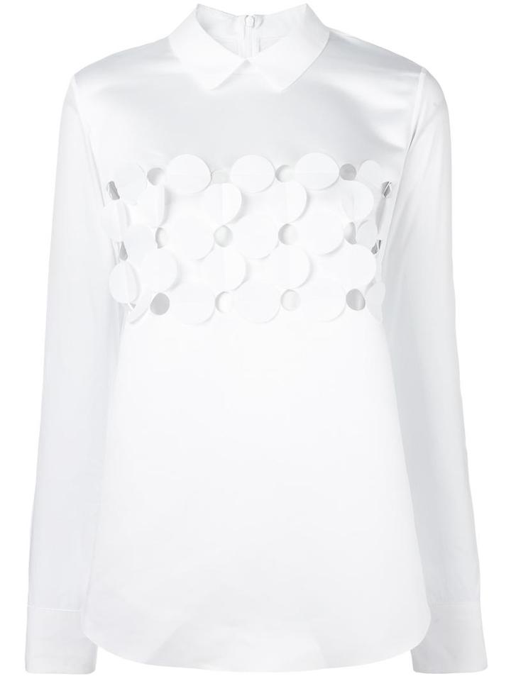 Paskal Floral Appliqué Shirt, Women's, Size: Small, White, Cotton/spandex/elastane/polyester