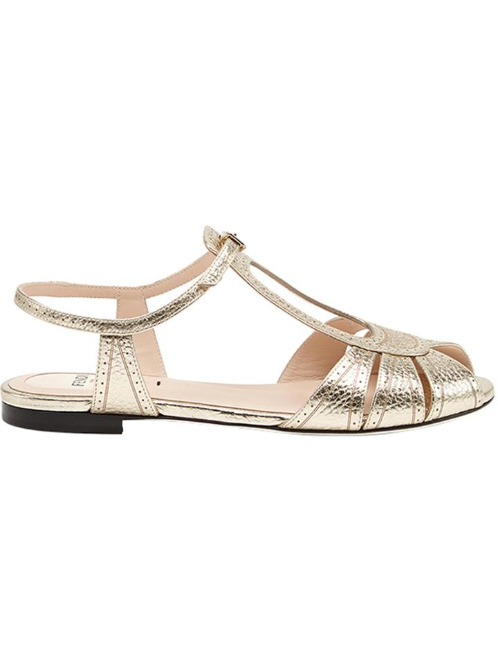 Fendi Cut Out Sandals - Metallic