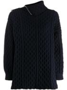 Loewe Zip Cable Knit Sweater - Blue