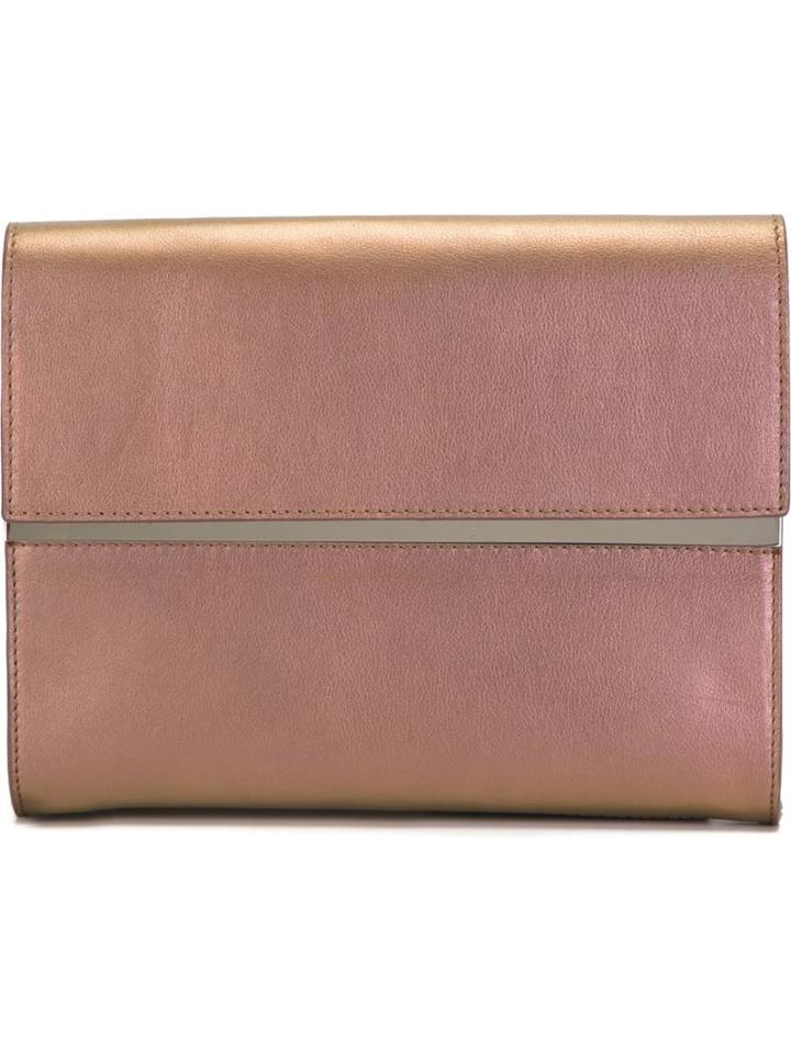Maison Margiela Metallic Clutch, Women's, Nude/neutrals, Calf Leather/polyamide/polyurethane