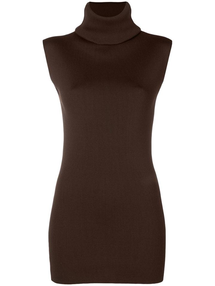 Marni Ribbed Knit Turtleneck Top - Brown