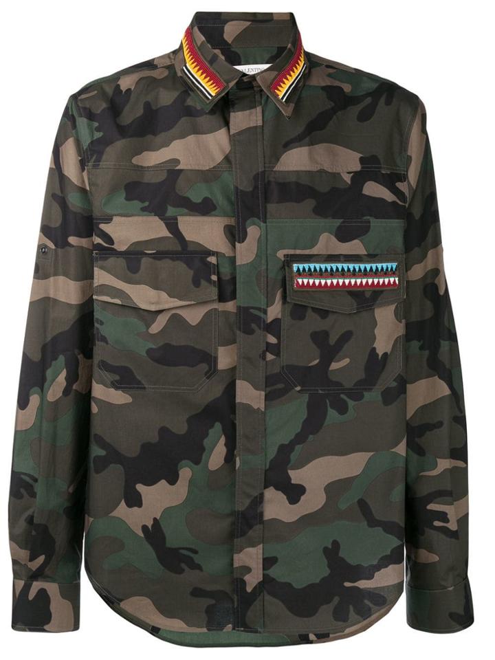 Valentino Embroidered Camouflage Shirt - Brown