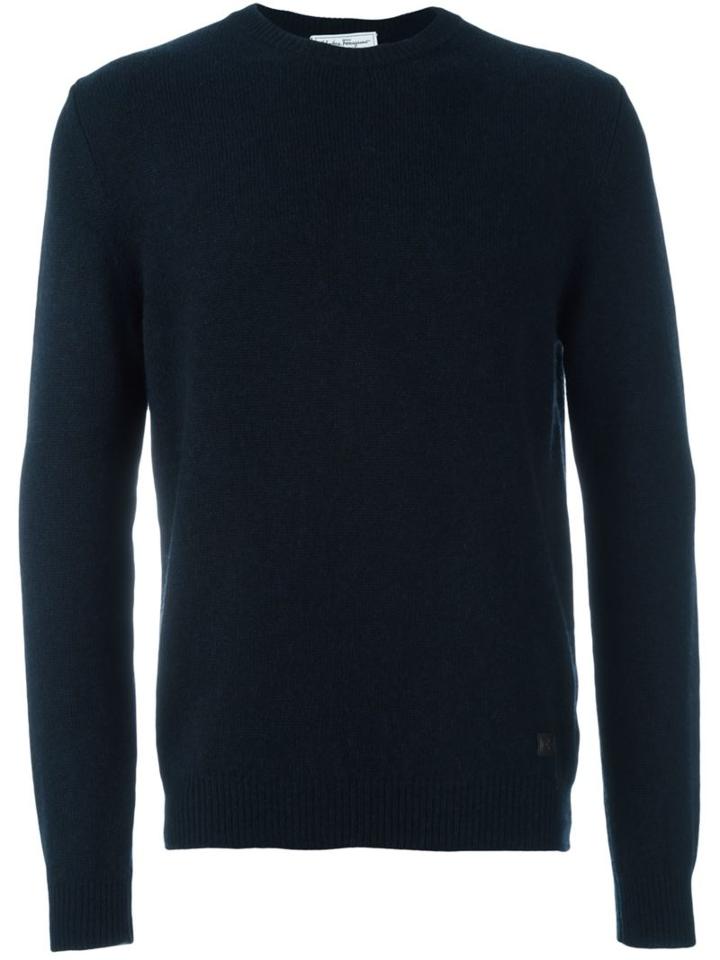 Salvatore Ferragamo Crew Neck Jumper, Men's, Size: Medium, Blue, Cashmere