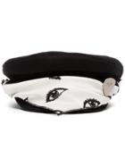 Rockins Black And White Eye Print Scarf Wool Hat