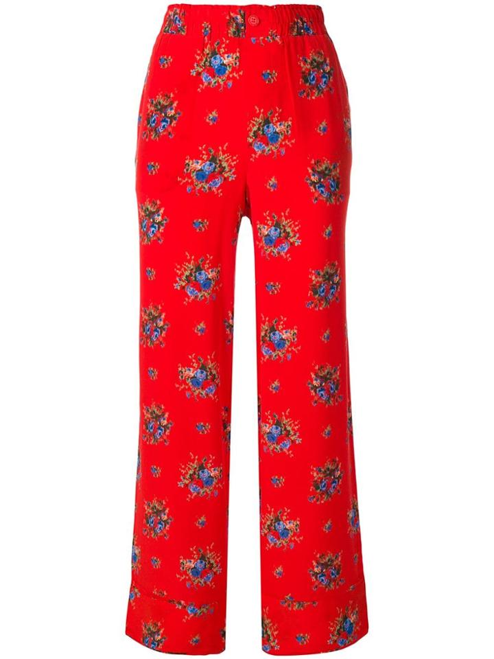 Ganni Floral Trousers - Red