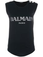 Balmain Logo Tank Top - Black