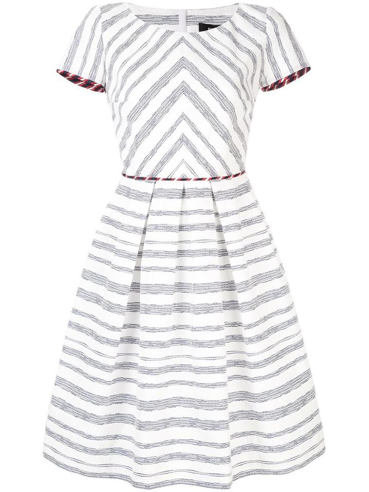 Paule Ka Striped Flared Dress - White