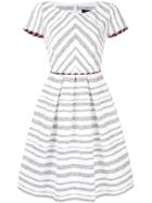 Paule Ka Striped Flared Dress - White