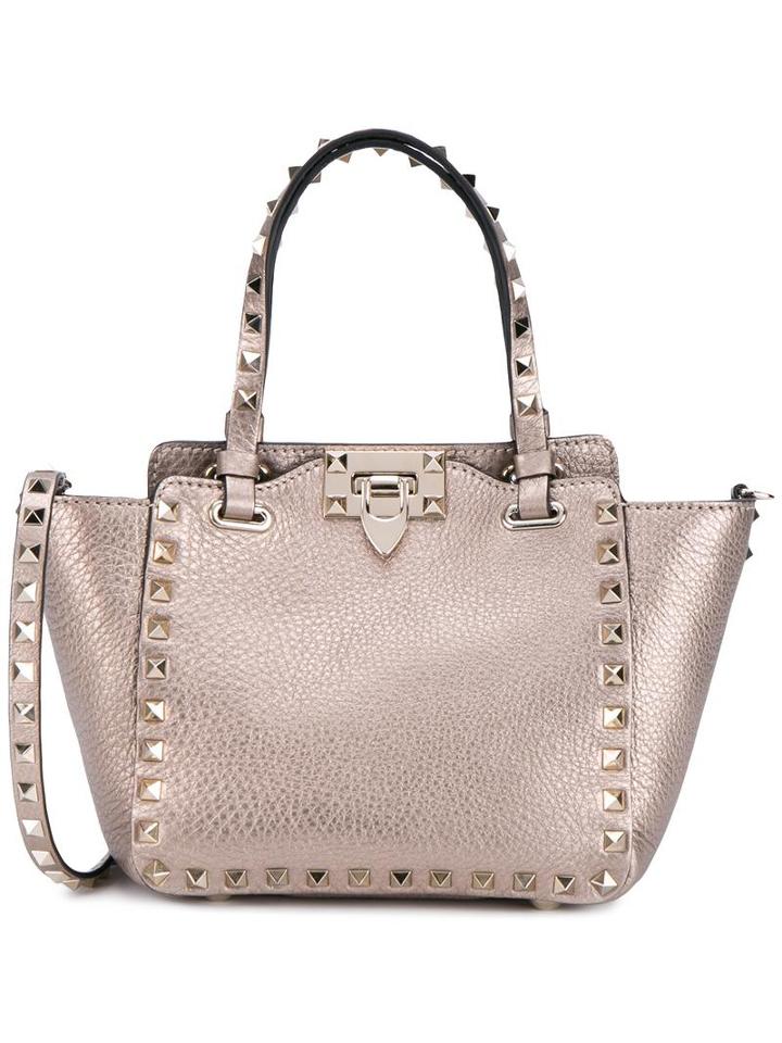 Valentino Valentino Garavani 'rockstud' Trapeze Tote, Women's, Grey, Leather/suede/metal
