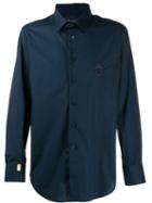 Billionaire Embroidered Crest Button-up Shirt - Blue