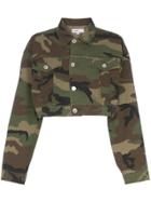 Re/done Cropped Camouflage Cotton-blend Jacket - Green