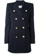 Pierre Balmain Structured Shoulder Military Coat, Women's, Size: 46, Blue, Polyester/spandex/elastane/rayon/virgin Wool