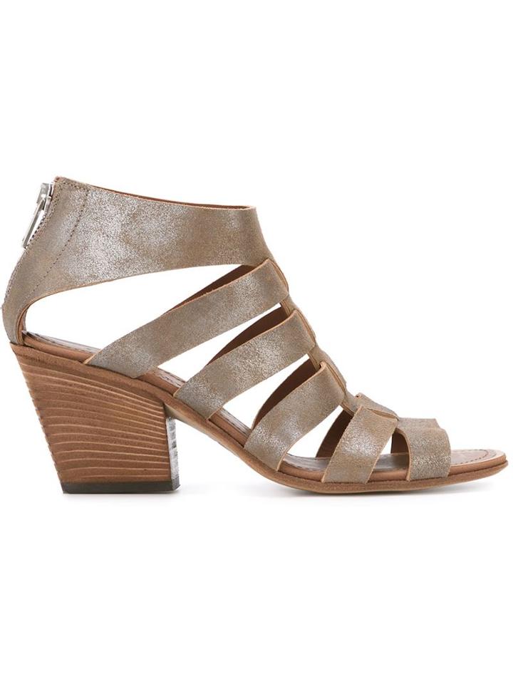 Pantanetti Strappy Chunky Heel Sandals, Women's, Size: 38.5, Brown, Calf Leather/leather